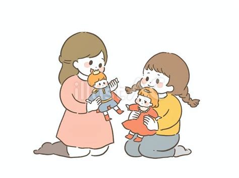 人形で遊ぶ子どもイラスト No 23200817｜無料イラスト・フリー素材なら「イラストac」