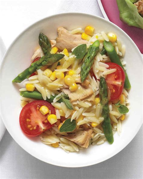 Orzo With Tuna Corn And Asparagus Recipe Martha Stewart