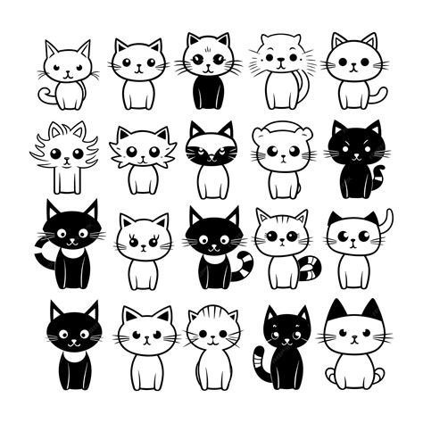 Premium Vector | Hand drawn exotic cat collection set vector