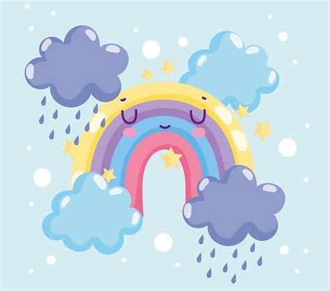 Premium Vector Cute Rainbow And Storm Clouds