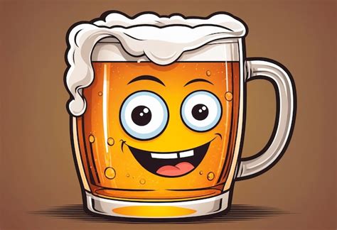 Premium Photo Smiling Face Mug Of Beer With Foamy Head