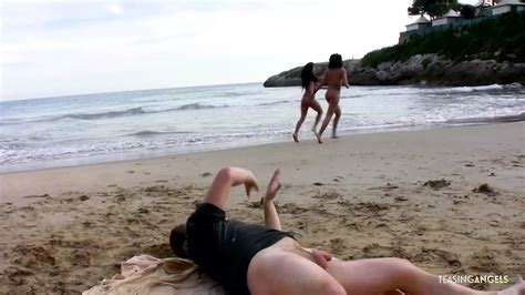 His Beach Day Gets Dirty As The Brunettes Ride His Big Cock Blowjob Porn Feat Julia De Lucia