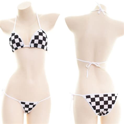 Bikini Sets Japanese Girl Plus Size Women Print Sexy Mosaic Cartoon Strap Cartoon Lingerie
