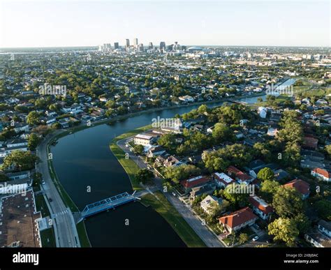 aerial view   historic bayou st john winding   lush