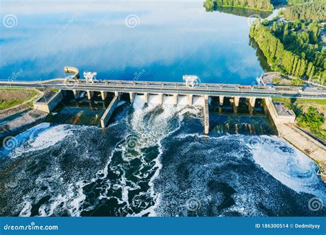 Hydroelectric Dam or Hydro Power Station, Aerial View Stock Photo ...