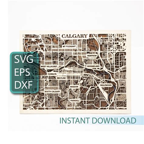 Calgary Map, Canada SVG, Laser Cut Templates, City Streets Wall Art