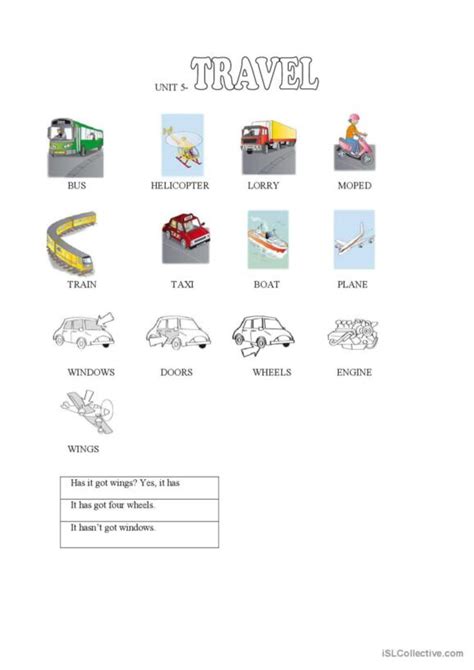 Travelling English Esl Worksheets Pdf Doc