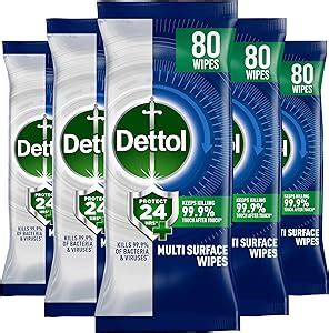 Dettol Protect 24 Multipurpose Wipes Multipack Of 5 X 80s Total 400