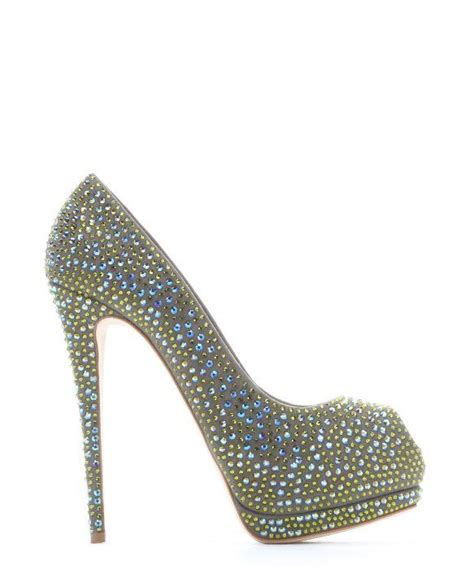 Giuseppe Zanotti Caky Suede Sharon Crystal Detail Peep Toe