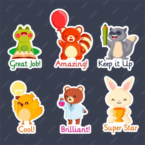 vector cartoon good job sticker set