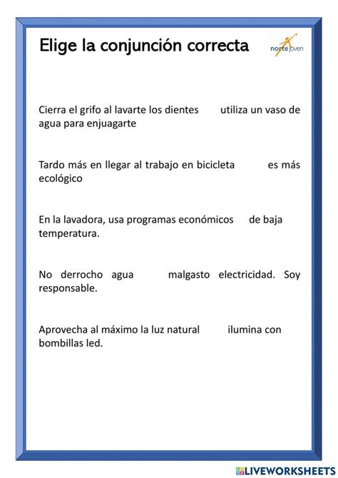 Uso Conjunciones Worksheet