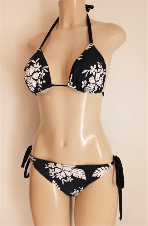 Triangle Tie Neck Bikini Top Single Tie Sides Swimwear Etsy