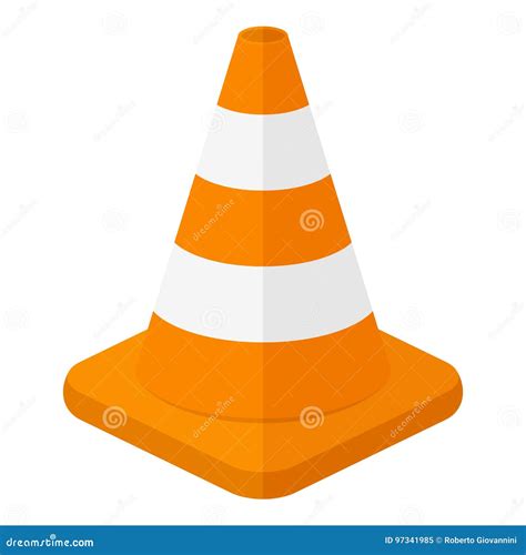 Traffic Cone Flat Icon Isolated on White Stock Vector - Illustration of ...