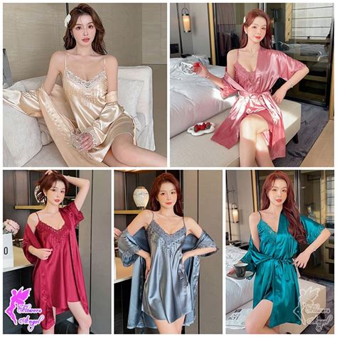 Jual Setelan Kimono Lingerie Satin Sexy Babydoll Wanita Shopee Indonesia