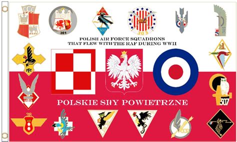 Polish Air Force Squadrons Allied To The Raf During Wwii 5x3 Flag Etsy