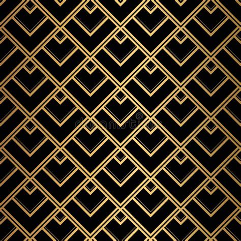 Art Deco Pattern Seamless Black And Gold Background Stock Vector