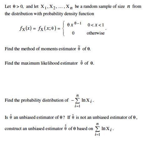 Let Theta And Let X X Xn Be A Random Sample Chegg