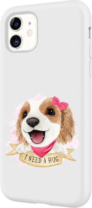 Apple Iphone 11 Siliconen Honden Hoesje Wit Schattig Hondje I