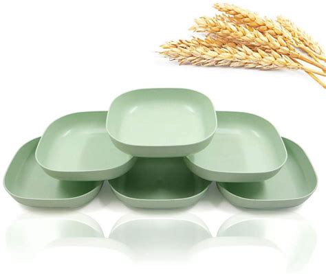 Mightlink 5 7 Inch Wheat Straw Deep Dinner Plates Microwave And Dishwasher Safe Unbreakable