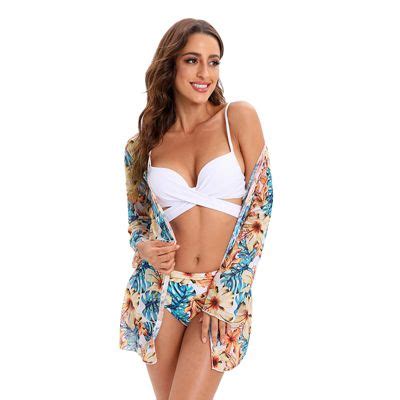 Ropa de baño bikini push up con estampado de planta 3 piezas GENERICO