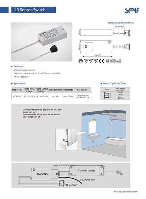 Self Infrared On Off Sensor Switch Watt Self Hzk C R M Line