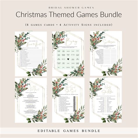 Christmas Bridal Shower Game Bundle, Holiday Bridal Shower Games, Games ...