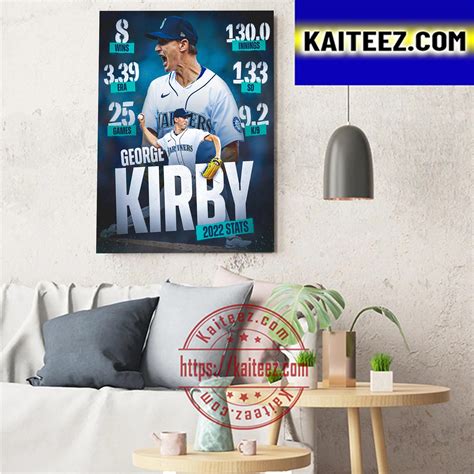 George Kirby 2022 Stats Seattle Mariners MLB Art Decor Poster Canvas ...