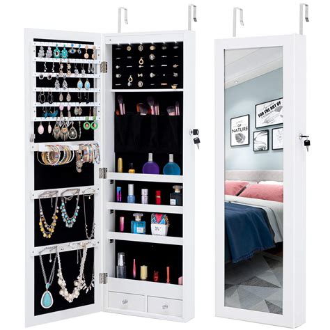 Buy MTFY Fashion Mirror Jewelry Cabinet, Lockable Wall/Door ed Jewelry ...