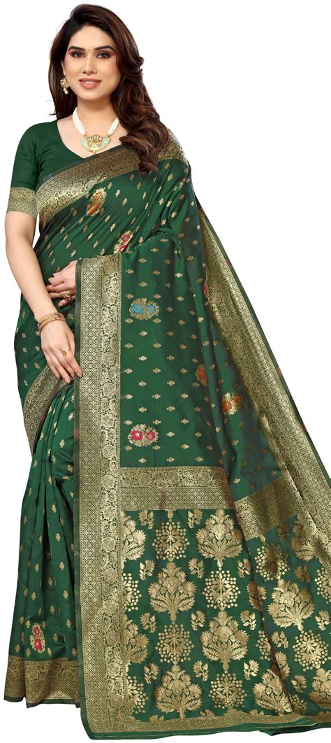 Festive Traditional Green Color Jacquard Fabric Saree