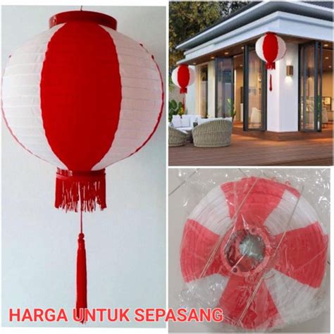 Jual 1SET Lampion Rumbai Kain Merah Putih Dekorasi DIRGAHAYU HUT RI