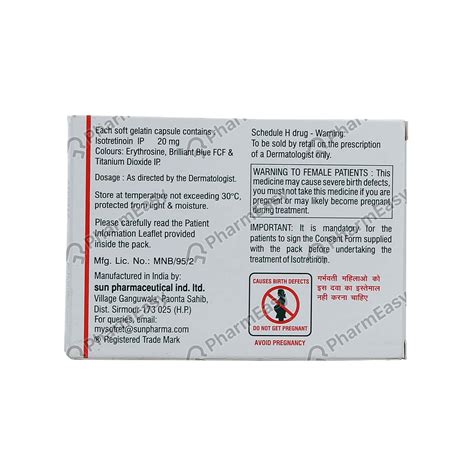Sotret 20 MG Capsule (10) - Uses, Side Effects, Dosage, Composition ...