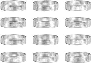 Czhxtqz 12 Pack Stainless Steel Tart Rings Perforated Mousse Ring Ring