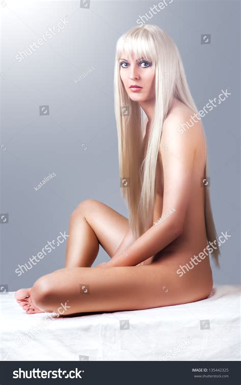 Beautiful Sexy Naked Blonde Woman Sitting Stock Photo 135442325 Shutterstock