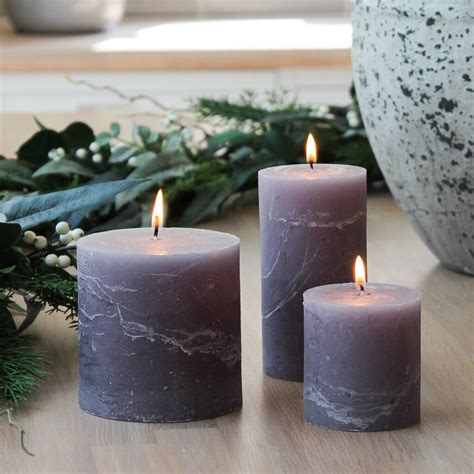 Grey Textured Pillar Candle By Marquis And Dawe