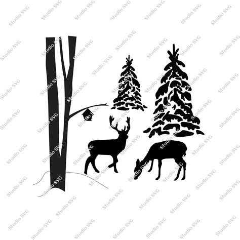 Deer Scene Silhouette Svg - chick crack