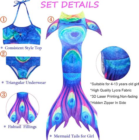 colas de sirena para nadar para niñas con monoaleta traje de baño de bikini para niños de a