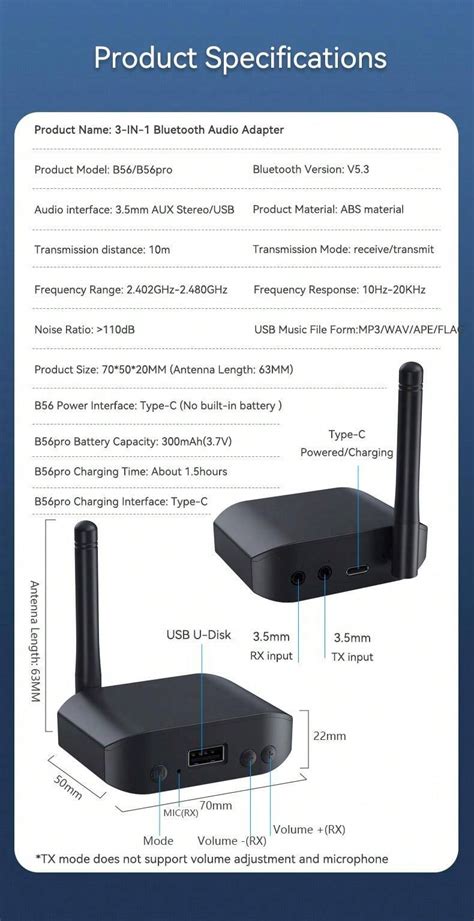 Bluetooth 5.3 Audio Adapter Med Antenn Stero Trådlös Sändare Mottagare ...