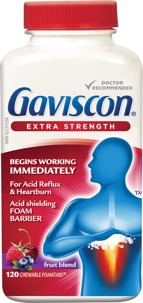 Gaviscon Lot de 120 comprimés antiacides moussants à mâcher pour