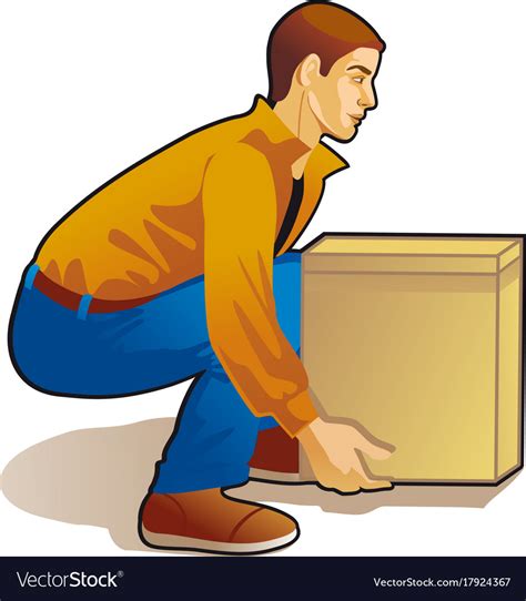 Young Man Lifting Box Colored Drawing Royalty Free Vector