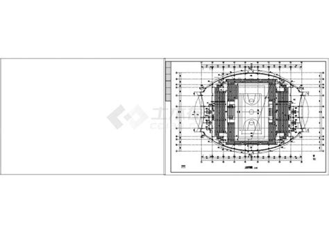 三层体育馆建筑施工cad图，含效果图体育馆土木在线