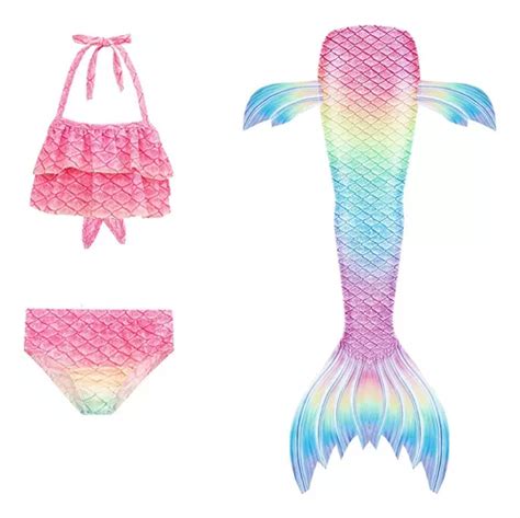 Traje De Baño Sirena Niñas Bikini Natación 9 Piezas Meses sin interés
