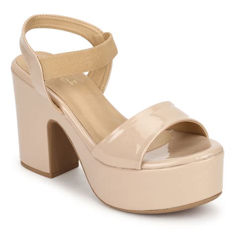 Buy Truffle Collection Nude Solid Heels Online