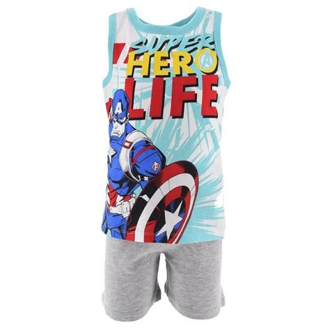 Ensemble De Pyjama Garçon Captain America Marvel Fm 3 Pyj Captain