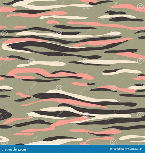 Camouflage Seamless Pattern Camo Khaki Texture Background Stock