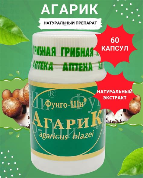 Агарик бразильский в капсулах/ Натуральный грибной препарат для ...