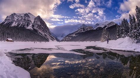 Lago Louise Parque Nacional De Banff Reflex O Inverno Montanha