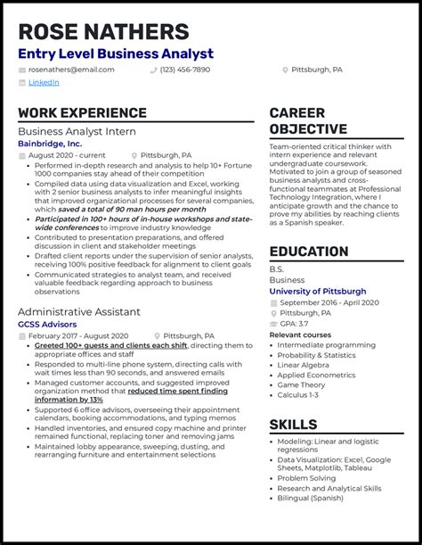 23 Business Analyst Ba Resume Samples For 2024