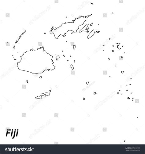 Vektor Stok High Detailed Vector Map Contour Fiji Tanpa Royalti