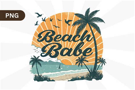 Beach Babe Png Retro Summer Png Design Graphic By Craftycakes Creative Fabrica