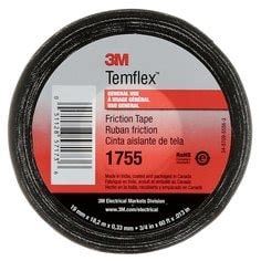 3M Temflex Cotton Friction Tape 1755 3 4 In X 60 Ft Black 20 Rolls